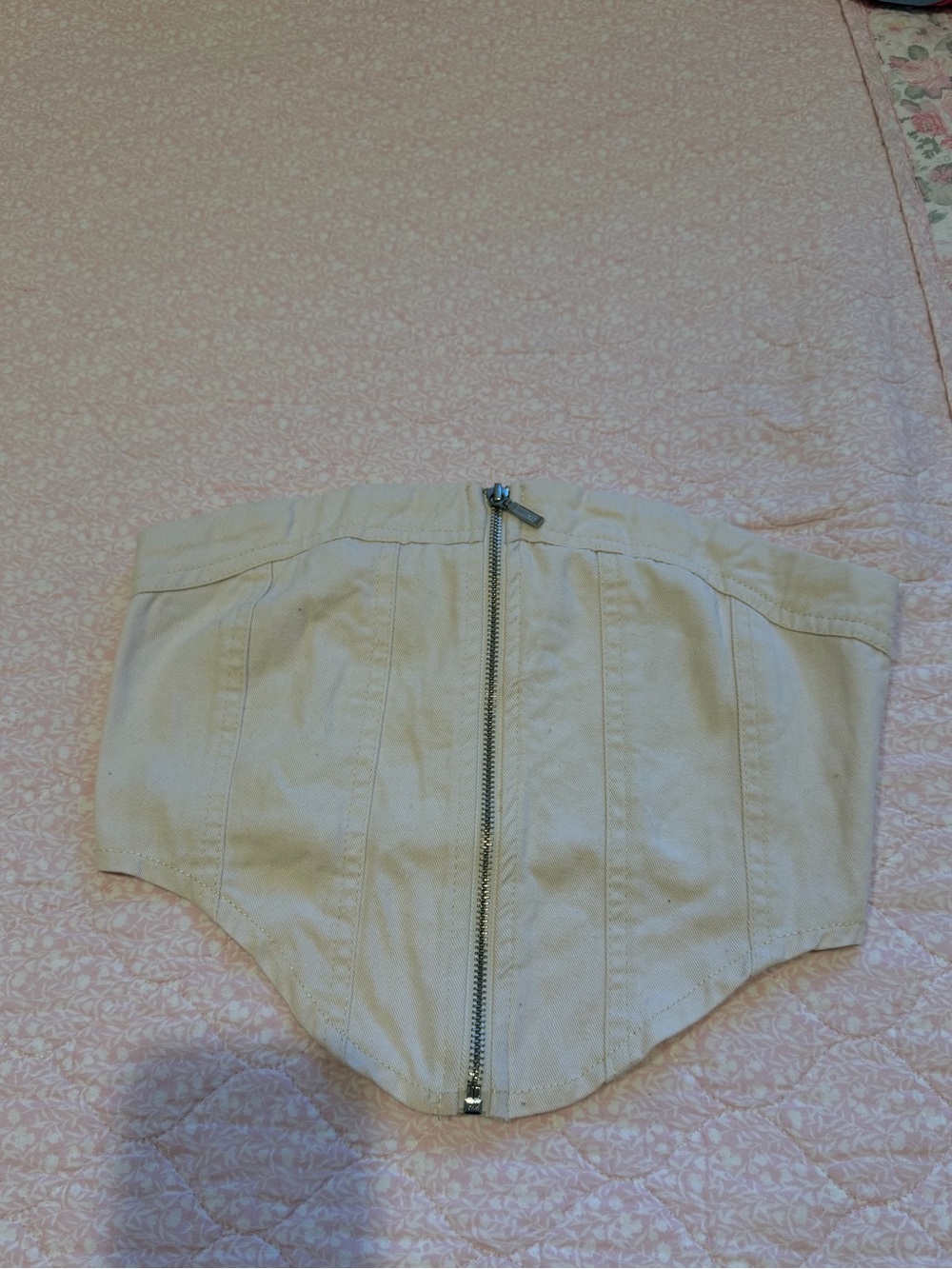 Beige Denim Corset Top